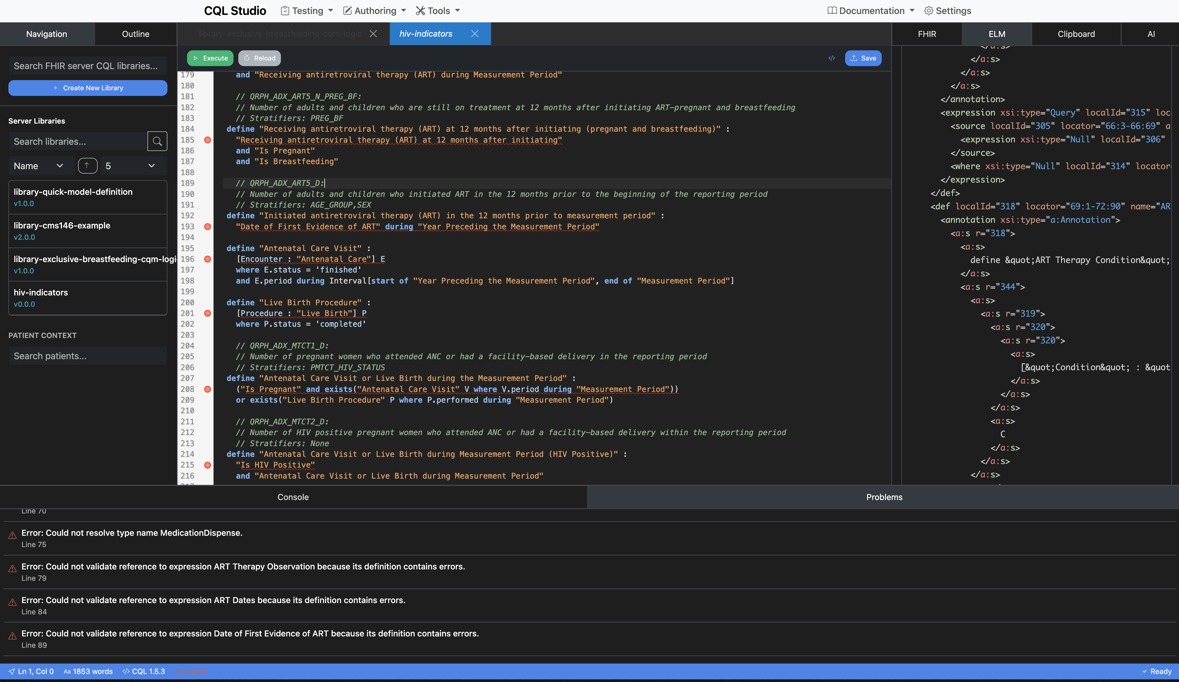 CQL Studio IDE with execution panel