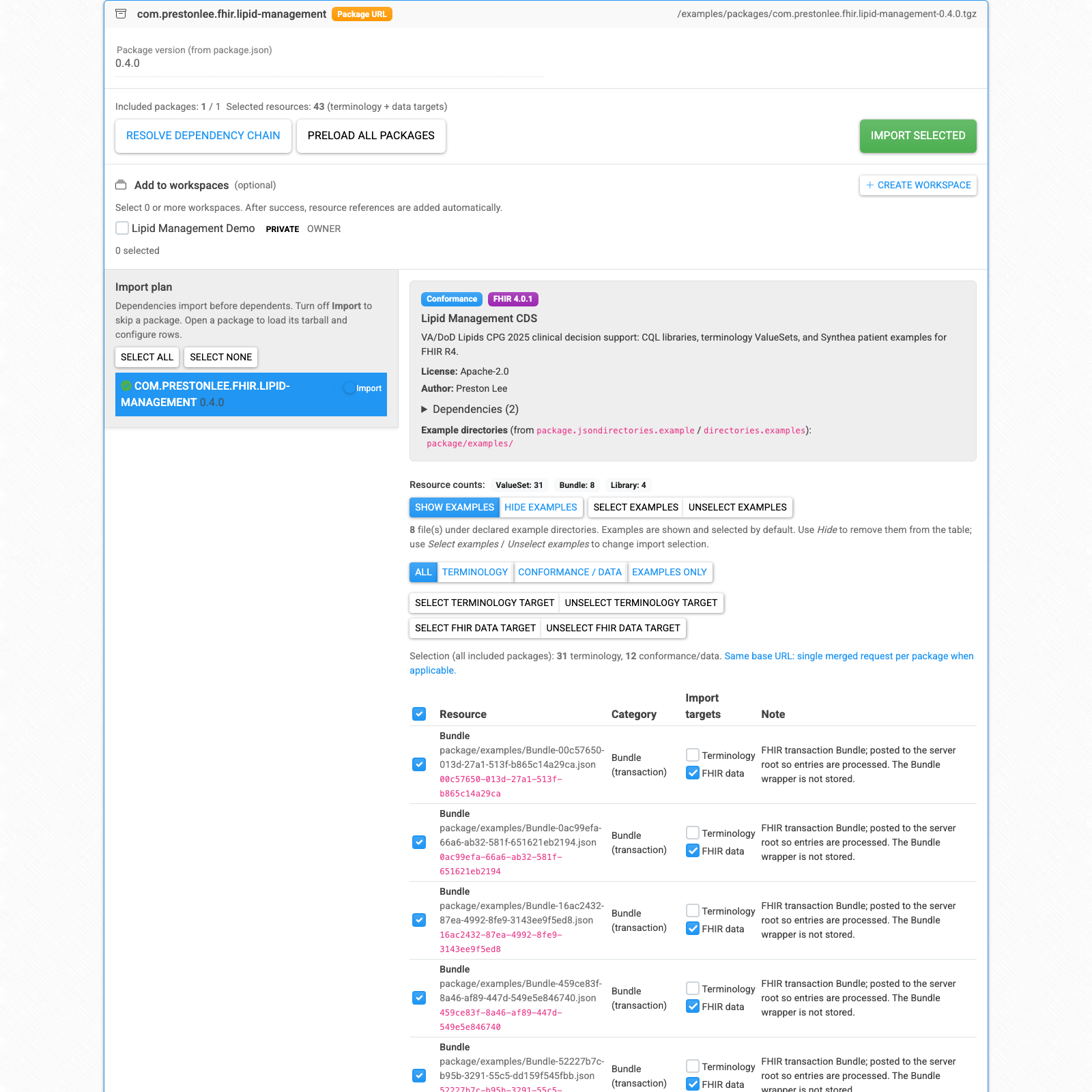 CQL Studio FHIR Registry Importer