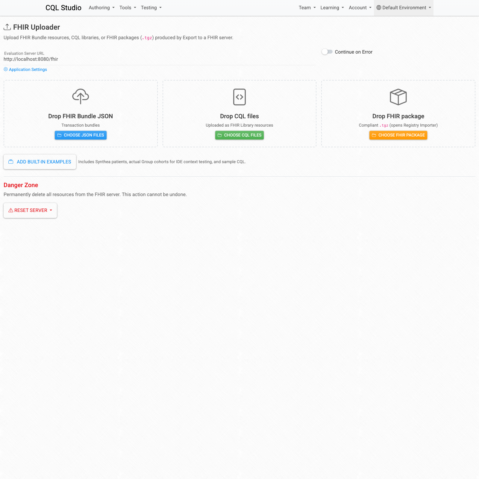 CQL Studio FHIR Uploader