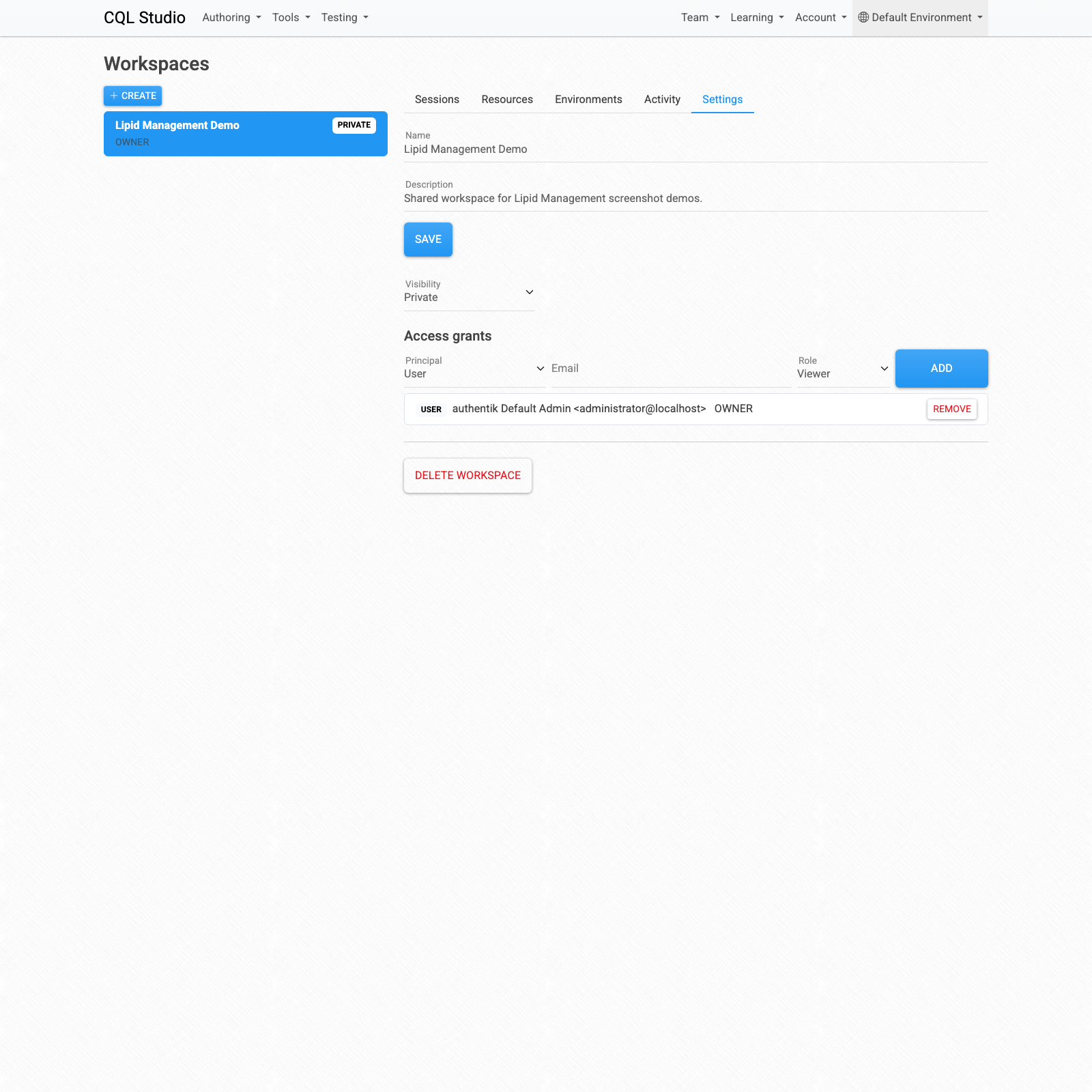 CQL Studio Team Workspaces