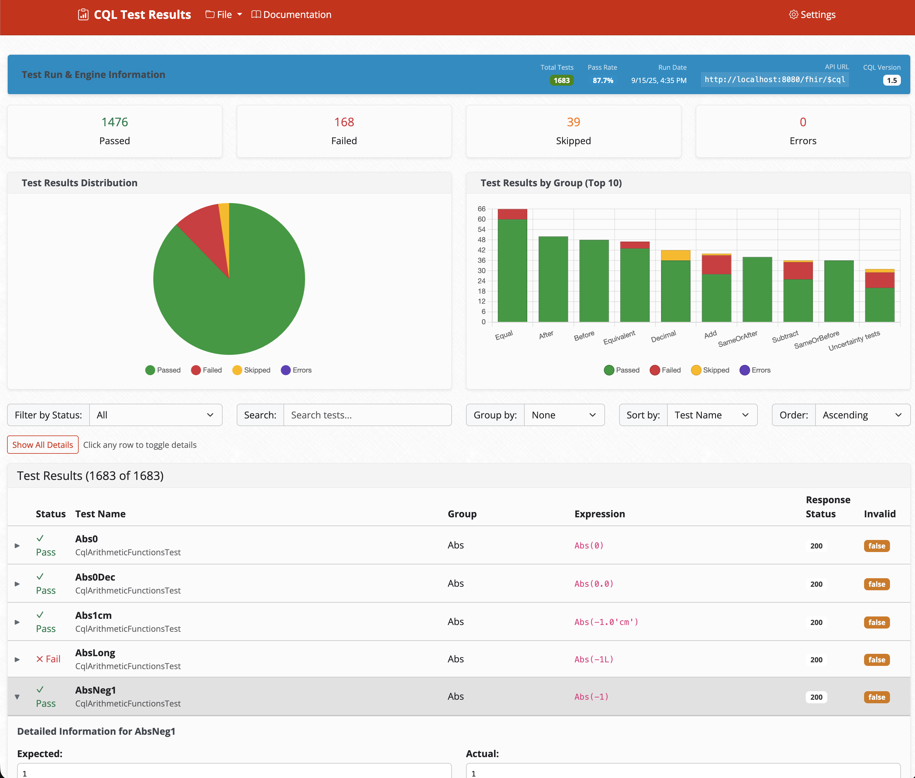 CQL Studio Results Viewer