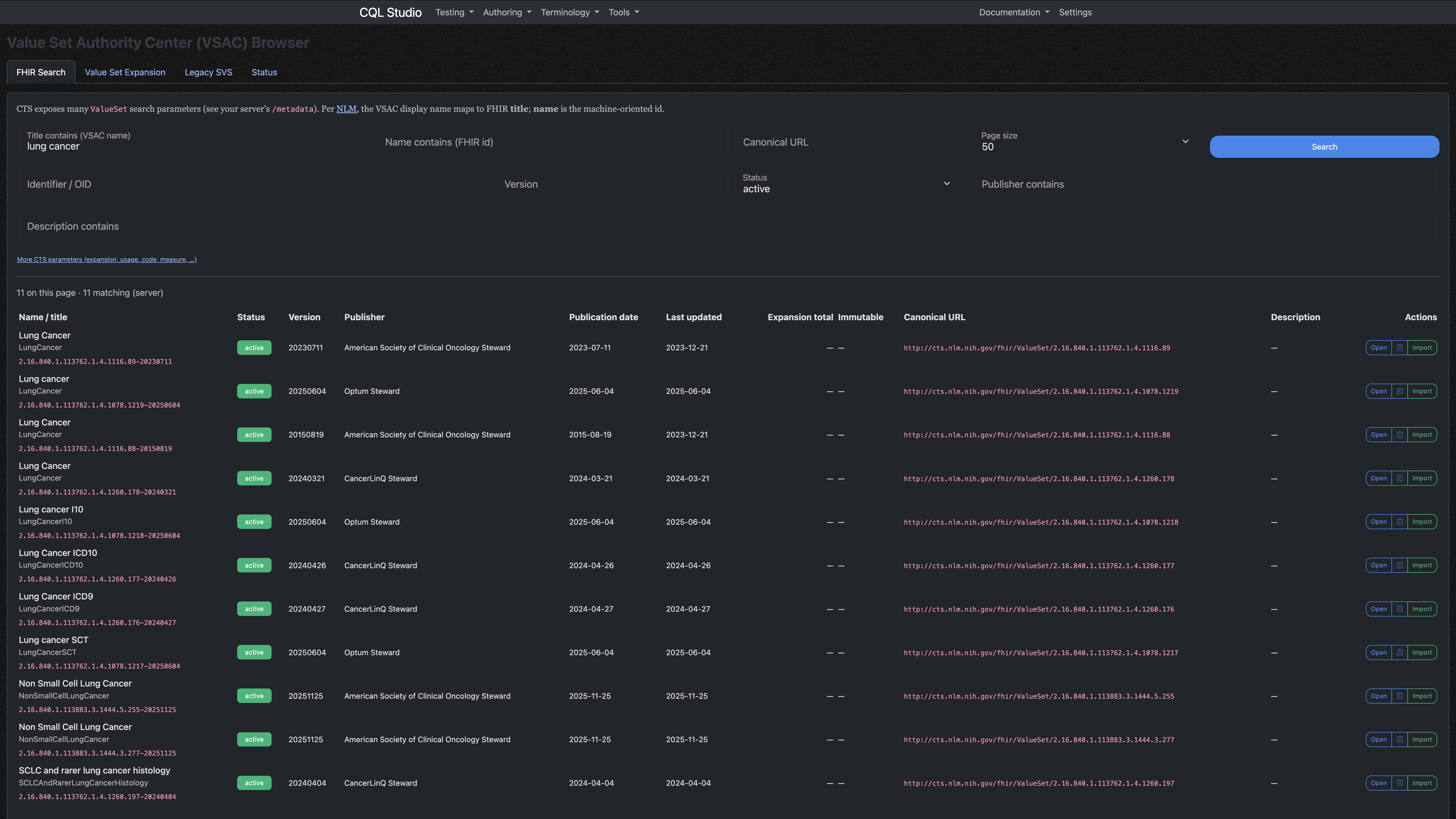 CQL Studio VSAC Integration